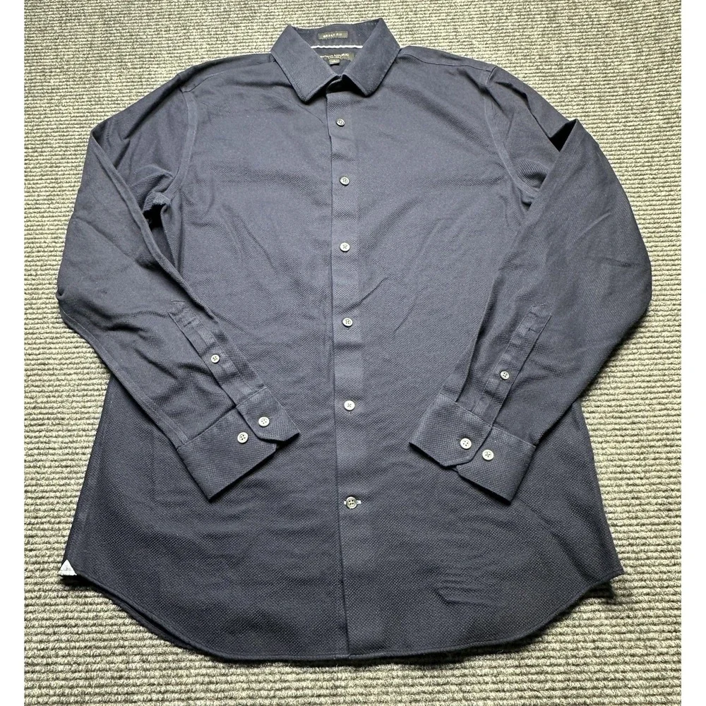 Banana Republic Dress Shirt Mens Large Blue Grant Fit Non Iron‎ Long Sleeve